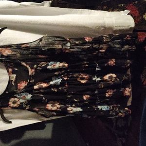 Topics sheer black blouse w/ floral print